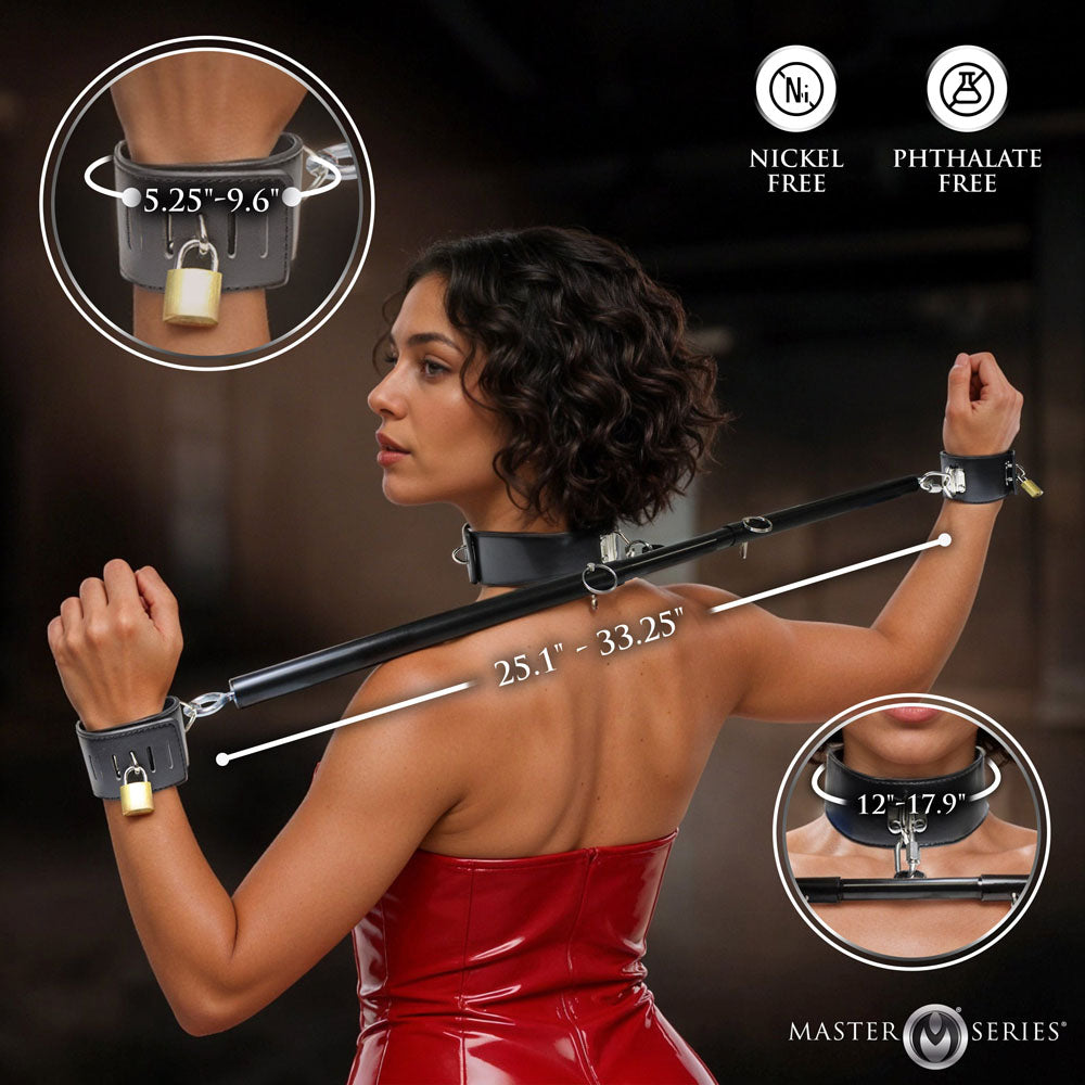 Master Series Dominion Bar - Black Adjustable Spreader Bar with Collar