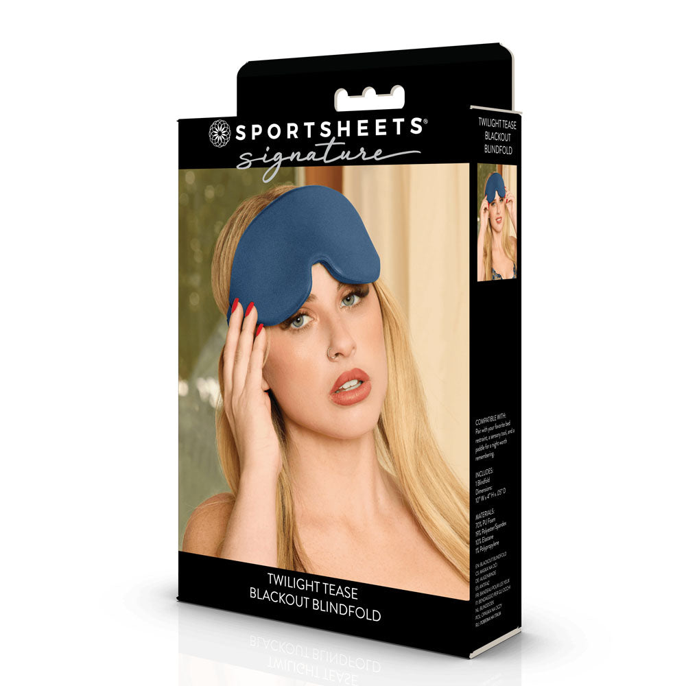 SPORTSHEETS Signature Twilight Tease Blackout Blindfold - Blue Eye Mask
