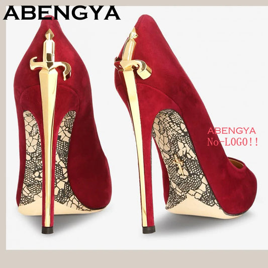 2025 Summer Pointed Toe Super High Heels Shoes Women Fashion Metal Decor Leather Stilettos Sexy Runway Party Pumps Shoes Mujer